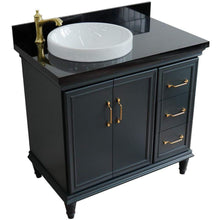 Load image into Gallery viewer, Bellaterra Home Vanity BellaTerra Home 37&quot; Single vanity in Dark Gray finish with Black galaxy and round sink- Left door/Left sink 400800-37L-DG-BGRDL