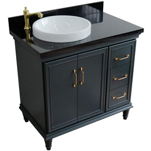 Bellaterra Home Vanity BellaTerra Home 37" Single vanity in Dark Gray finish with Black galaxy and round sink- Left door/Left sink 400800-37L-DG-BGRDL