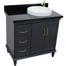 Load image into Gallery viewer, Bellaterra Home Vanity BellaTerra Home 37&quot; Single vanity in Dark Gray finish with Black galaxy and round sink- Right door/Right sink 400800-37R-DG-BGRDR