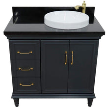 Load image into Gallery viewer, Bellaterra Home Vanity BellaTerra Home 37&quot; Single vanity in Dark Gray finish with Black galaxy and round sink- Right door/Right sink 400800-37R-DG-BGRDR
