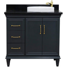 Load image into Gallery viewer, Bellaterra Home Vanity BellaTerra Home 37&quot; Single vanity in Dark Gray finish with Black galaxy and round sink- Right door/Right sink 400800-37R-DG-BGRDR