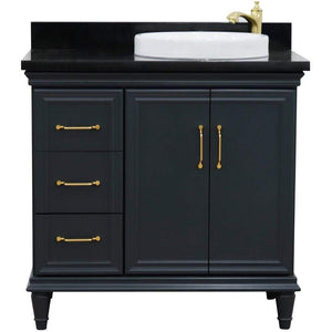 Bellaterra Home Vanity BellaTerra Home 37" Single vanity in Dark Gray finish with Black galaxy and round sink- Right door/Right sink 400800-37R-DG-BGRDR
