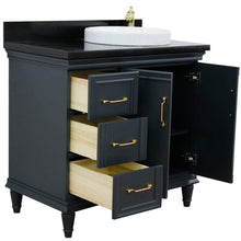 Load image into Gallery viewer, Bellaterra Home Vanity BellaTerra Home 37&quot; Single vanity in Dark Gray finish with Black galaxy and round sink- Right door/Right sink 400800-37R-DG-BGRDR