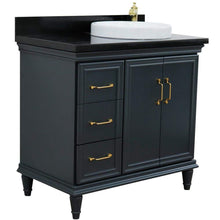 Load image into Gallery viewer, Bellaterra Home Vanity BellaTerra Home 37&quot; Single vanity in Dark Gray finish with Black galaxy and round sink- Right door/Right sink 400800-37R-DG-BGRDR
