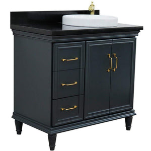 Bellaterra Home Vanity BellaTerra Home 37" Single vanity in Dark Gray finish with Black galaxy and round sink- Right door/Right sink 400800-37R-DG-BGRDR
