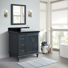 Load image into Gallery viewer, Bellaterra Home Vanity BellaTerra Home 37&quot; Single vanity in Dark Gray finish with Black galaxy and round sink- Right door/Right sink 400800-37R-DG-BGRDR