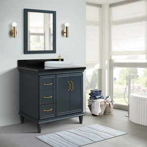 Bellaterra Home Vanity BellaTerra Home 37" Single vanity in Dark Gray finish with Black galaxy and round sink- Right door/Right sink 400800-37R-DG-BGRDR