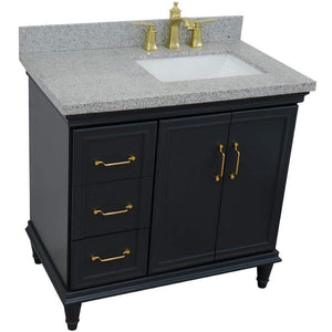 Bellaterra Home Vanity BellaTerra Home 37" Single vanity in Dark Gray finish with Gray granite and rectangle sink- Right door/Right sink 400800-37R-DG-GYRR