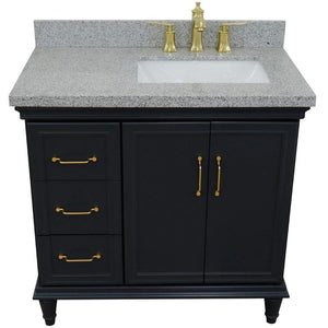 Bellaterra Home Vanity BellaTerra Home 37" Single vanity in Dark Gray finish with Gray granite and rectangle sink- Right door/Right sink 400800-37R-DG-GYRR