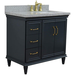 Bellaterra Home Vanity BellaTerra Home 37" Single vanity in Dark Gray finish with Gray granite and rectangle sink- Right door/Right sink 400800-37R-DG-GYRR