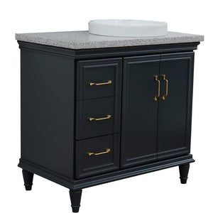 Bellaterra Home Vanity BellaTerra Home 37" Single vanity in Dark Gray finish with Gray granite and round sink- Right door/Right sink 400800-37R-DG-GYRDR