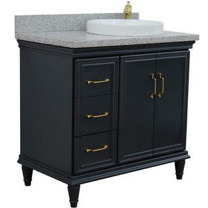 Bellaterra Home Vanity BellaTerra Home 37" Single vanity in Dark Gray finish with Gray granite and round sink- Right door/Right sink 400800-37R-DG-GYRDR