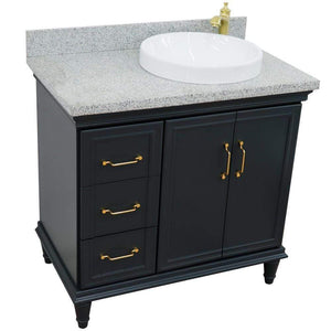 Bellaterra Home Vanity BellaTerra Home 37" Single vanity in Dark Gray finish with Gray granite and round sink- Right door/Right sink 400800-37R-DG-GYRDR