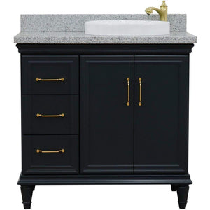 Bellaterra Home Vanity BellaTerra Home 37" Single vanity in Dark Gray finish with Gray granite and round sink- Right door/Right sink 400800-37R-DG-GYRDR