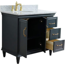 Load image into Gallery viewer, Bellaterra Home Vanity BellaTerra Home 37&quot; Single vanity in Dark Gray finish with White Carrara and oval sink- Left door/Left sink 400800-37L-DG-WMOL