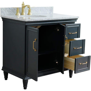Bellaterra Home Vanity BellaTerra Home 37" Single vanity in Dark Gray finish with White Carrara and oval sink- Left door/Left sink 400800-37L-DG-WMOL