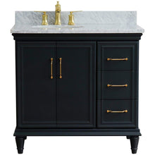 Load image into Gallery viewer, Bellaterra Home Vanity BellaTerra Home 37&quot; Single vanity in Dark Gray finish with White Carrara and oval sink- Left door/Left sink 400800-37L-DG-WMOL