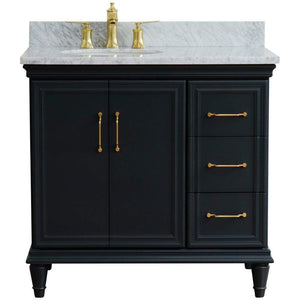 Bellaterra Home Vanity BellaTerra Home 37" Single vanity in Dark Gray finish with White Carrara and oval sink- Left door/Left sink 400800-37L-DG-WMOL