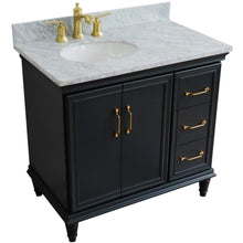 Load image into Gallery viewer, Bellaterra Home Vanity BellaTerra Home 37&quot; Single vanity in Dark Gray finish with White Carrara and oval sink- Left door/Left sink 400800-37L-DG-WMOL