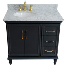 Load image into Gallery viewer, Bellaterra Home Vanity BellaTerra Home 37&quot; Single vanity in Dark Gray finish with White Carrara and oval sink- Left door/Left sink 400800-37L-DG-WMOL
