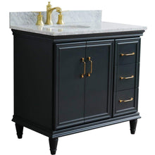 Load image into Gallery viewer, Bellaterra Home Vanity BellaTerra Home 37&quot; Single vanity in Dark Gray finish with White Carrara and oval sink- Left door/Left sink 400800-37L-DG-WMOL