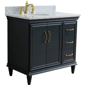 Bellaterra Home Vanity BellaTerra Home 37" Single vanity in Dark Gray finish with White Carrara and oval sink- Left door/Left sink 400800-37L-DG-WMOL