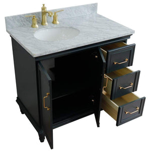 Bellaterra Home Vanity BellaTerra Home 37" Single vanity in Dark Gray finish with White Carrara and oval sink- Left door/Left sink 400800-37L-DG-WMOL