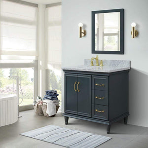 Bellaterra Home Vanity BellaTerra Home 37" Single vanity in Dark Gray finish with White Carrara and oval sink- Left door/Left sink 400800-37L-DG-WMOL