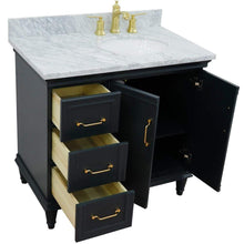 Load image into Gallery viewer, Bellaterra Home Vanity BellaTerra Home 37&quot; Single vanity in Dark Gray finish with White Carrara and oval sink- Right door/Right sink 400800-37R-DG-WMOR