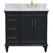 Load image into Gallery viewer, Bellaterra Home Vanity BellaTerra Home 37&quot; Single vanity in Dark Gray finish with White Carrara and oval sink- Right door/Right sink 400800-37R-DG-WMOR