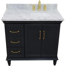 Load image into Gallery viewer, Bellaterra Home Vanity BellaTerra Home 37&quot; Single vanity in Dark Gray finish with White Carrara and oval sink- Right door/Right sink 400800-37R-DG-WMOR