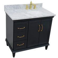 Load image into Gallery viewer, Bellaterra Home Vanity BellaTerra Home 37&quot; Single vanity in Dark Gray finish with White Carrara and oval sink- Right door/Right sink 400800-37R-DG-WMOR