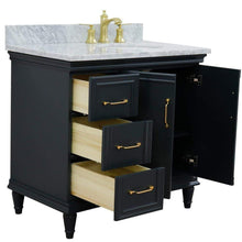 Load image into Gallery viewer, Bellaterra Home Vanity BellaTerra Home 37&quot; Single vanity in Dark Gray finish with White Carrara and oval sink- Right door/Right sink 400800-37R-DG-WMOR