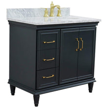 Load image into Gallery viewer, Bellaterra Home Vanity BellaTerra Home 37&quot; Single vanity in Dark Gray finish with White Carrara and oval sink- Right door/Right sink 400800-37R-DG-WMOR