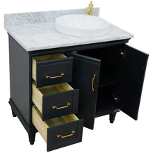 Load image into Gallery viewer, Bellaterra Home Vanity BellaTerra Home 37&quot; Single vanity in Dark Gray finish with White Carrara and round sink- Right door/Right sink 400800-37R-DG-WMRDR
