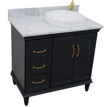 Load image into Gallery viewer, Bellaterra Home Vanity BellaTerra Home 37&quot; Single vanity in Dark Gray finish with White Carrara and round sink- Right door/Right sink 400800-37R-DG-WMRDR