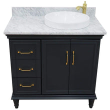 Load image into Gallery viewer, Bellaterra Home Vanity BellaTerra Home 37&quot; Single vanity in Dark Gray finish with White Carrara and round sink- Right door/Right sink 400800-37R-DG-WMRDR