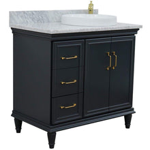Load image into Gallery viewer, Bellaterra Home Vanity BellaTerra Home 37&quot; Single vanity in Dark Gray finish with White Carrara and round sink- Right door/Right sink 400800-37R-DG-WMRDR