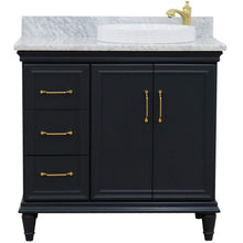 Load image into Gallery viewer, Bellaterra Home Vanity BellaTerra Home 37&quot; Single vanity in Dark Gray finish with White Carrara and round sink- Right door/Right sink 400800-37R-DG-WMRDR