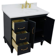 Load image into Gallery viewer, Bellaterra Home Vanity BellaTerra Home 37&quot; Single vanity in Dark Gray finish with White quartz and oval sink- Right door/Right sink 400800-37R-DG-WEOR