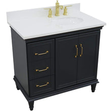 Load image into Gallery viewer, Bellaterra Home Vanity BellaTerra Home 37&quot; Single vanity in Dark Gray finish with White quartz and oval sink- Right door/Right sink 400800-37R-DG-WEOR