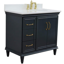 Load image into Gallery viewer, Bellaterra Home Vanity BellaTerra Home 37&quot; Single vanity in Dark Gray finish with White quartz and oval sink- Right door/Right sink 400800-37R-DG-WEOR