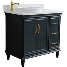 Load image into Gallery viewer, Bellaterra Home Vanity BellaTerra Home 37&quot; Single vanity in Dark Gray finish with White quartz and round sink- Left door/Left sink 400800-37L-DG-WERDL