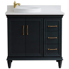 Load image into Gallery viewer, Bellaterra Home Vanity BellaTerra Home 37&quot; Single vanity in Dark Gray finish with White quartz and round sink- Left door/Left sink 400800-37L-DG-WERDL