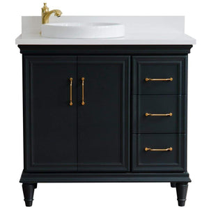 Bellaterra Home Vanity BellaTerra Home 37" Single vanity in Dark Gray finish with White quartz and round sink- Left door/Left sink 400800-37L-DG-WERDL