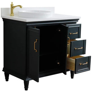 Bellaterra Home Vanity BellaTerra Home 37" Single vanity in Dark Gray finish with White quartz and round sink- Left door/Left sink 400800-37L-DG-WERDL