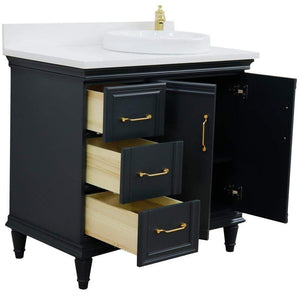 Bellaterra Home Vanity BellaTerra Home 37" Single vanity in Dark Gray finish with White quartz and round sink- Right door/Right sink 400800-37R-DG-WERDR
