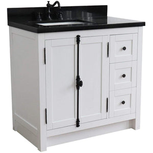 Bellaterra Home Vanity BellaTerra Home 37" Single vanity in Glacier Ash finish finish with Black galaxy top and rectangle sink - Left doors/Left sink 400100-37L-GA-BGR