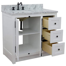 Load image into Gallery viewer, Bellaterra Home Vanity BellaTerra Home  37&quot; Single vanity in Glacier Ash finish finish with White Carrara top and rectangle sink - Left doors/Left sink 400100-37L-GA-WMR