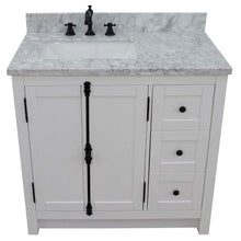 Load image into Gallery viewer, Bellaterra Home Vanity BellaTerra Home  37&quot; Single vanity in Glacier Ash finish finish with White Carrara top and rectangle sink - Left doors/Left sink 400100-37L-GA-WMR